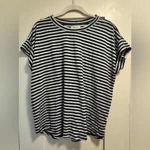 Madewell Navy & White Striped Linen Tee